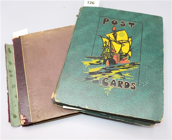 Folio photograph album of Egypt and India with handwritten captions (some Arnoux) & a postcard album (Carroll family)